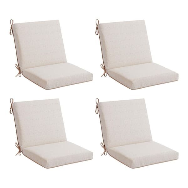 Hampton Bay 17 in. W x 20 in. D Cushionguard Mid Back Universal Outdoor Cushion Set in Putty Trellis (Set of 4)