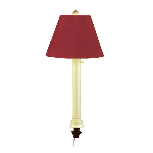 Patio Living Concepts Catalina 28 in. Outdoor Bisque Umbrella Table Lamp with Burgandy Shade-DISCONTINUED