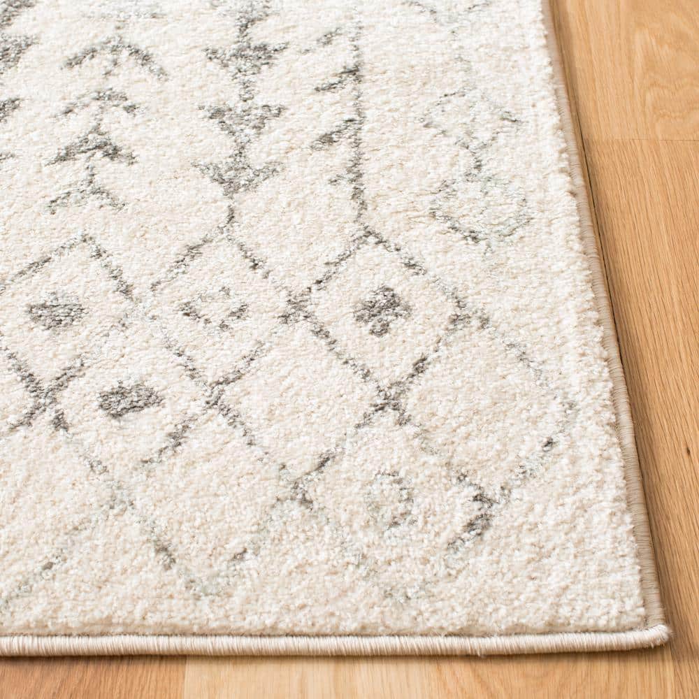 Bohemian Bliss Ivory & Grey Hand-Knotted 8' x 10' Synthetic Area Rug