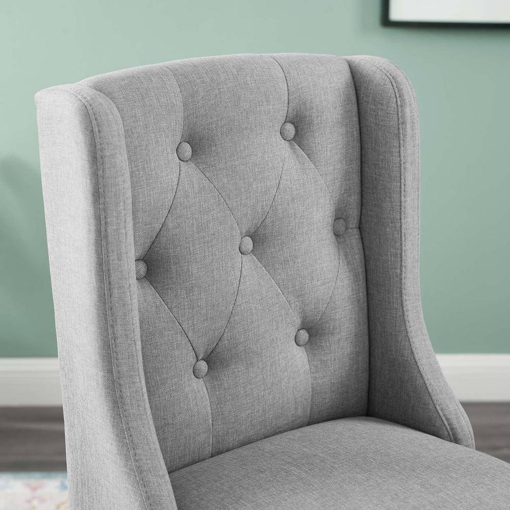 Light Gray Tufted Button Upholstered Counter Stool with Wood Legs