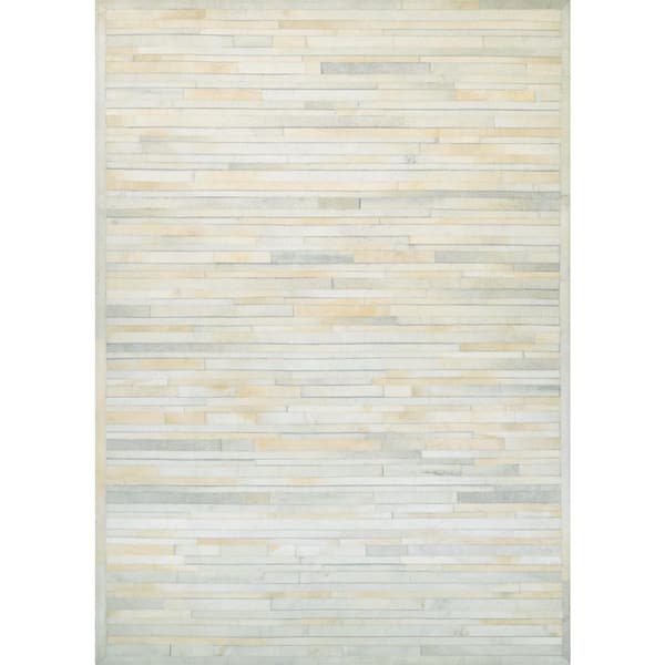 Chalet Plank Ivory 9 ft. x 12 ft.Stripe Indoor Area Rug