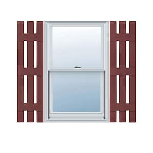 12 in. x 75 in. Lifetime Vinyl Standard Three Board Spaced Board and Batten Shutters Pair Wineberry