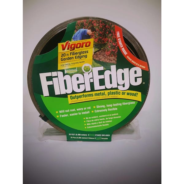 20 ft. Fiberglass Garden Edging 4 in. x 20 ft. Brown with Five 9 in. Stake