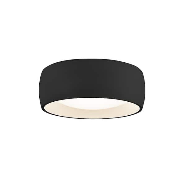 KUZCO Savile 4 in. 1 Light 9-Watt Black Integrated LED Flush Mount