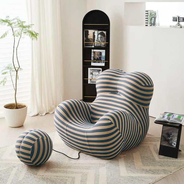 Modren 40.2 in. Slope Arm Fabric Curved Sofa in. Blue