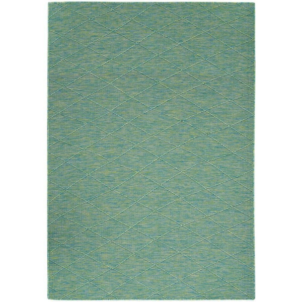 Nourison Washable Solutions Blue/Green 4 ft. x 6 ft. Diamond Contemporary Area Rug