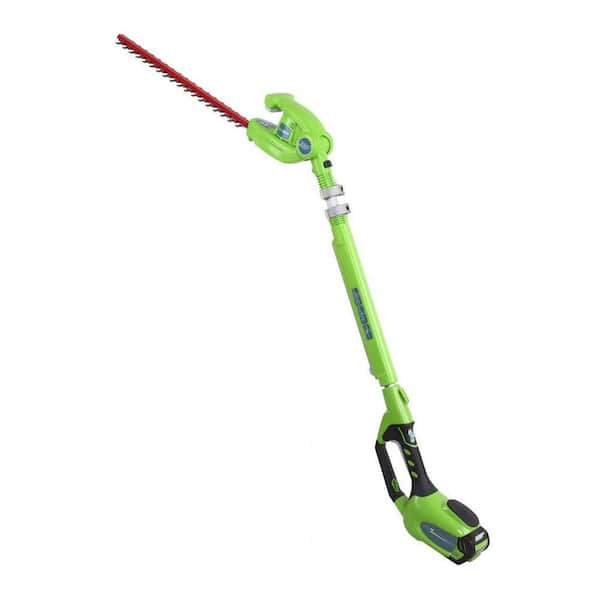 Greenworks G-MAX 20 in. 40V Electric Cordless Extended Reach Hedge Trimmer - 2.0 Ah Battery and Charger Included