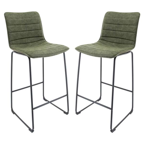 olive green leather bar stools