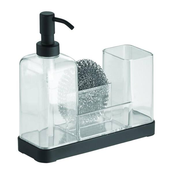 interDesign Forma 2 Soap and Brush Caddy in Matte Black/Clear