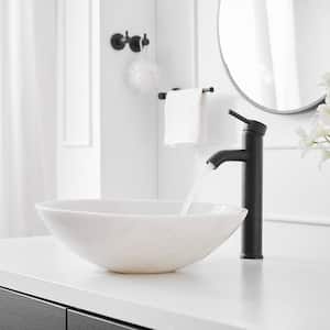 Single Hole Single Handle Bathroom Vessel Sink Faucet With Drain Assembly in Matte Black