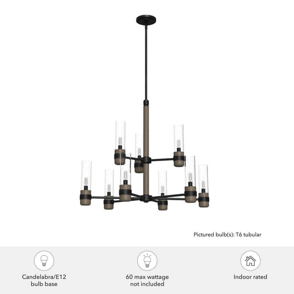 Rustic Iron 30" Two-Tier 9-Light Chandelier