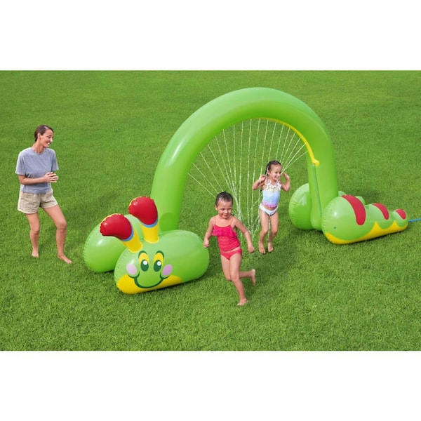 Kids Caterpillar Water Green Sprinkler Outside Depot Jumbo Home for Inflatable The H2OGO! PVC Bestway 52398E-BW - Arch