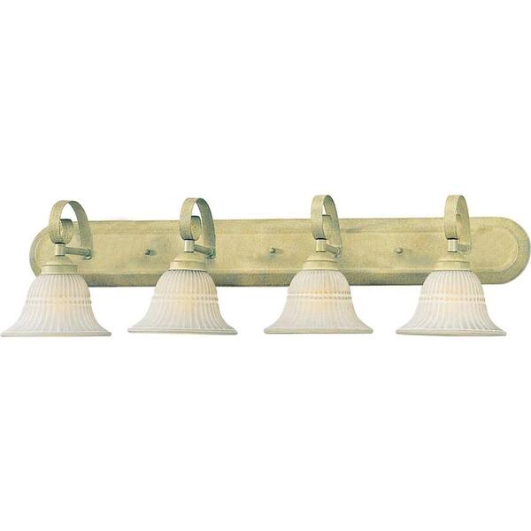 Volume Lighting 4-Light Indoor Golden Coral Bath or Vanity Light Wall Mount or Wall Sconce with Scavo Glass Bell Shades