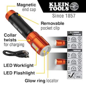 Rechargeable LED Flashlight with Worklight, 500 Lumens, 5 Modes