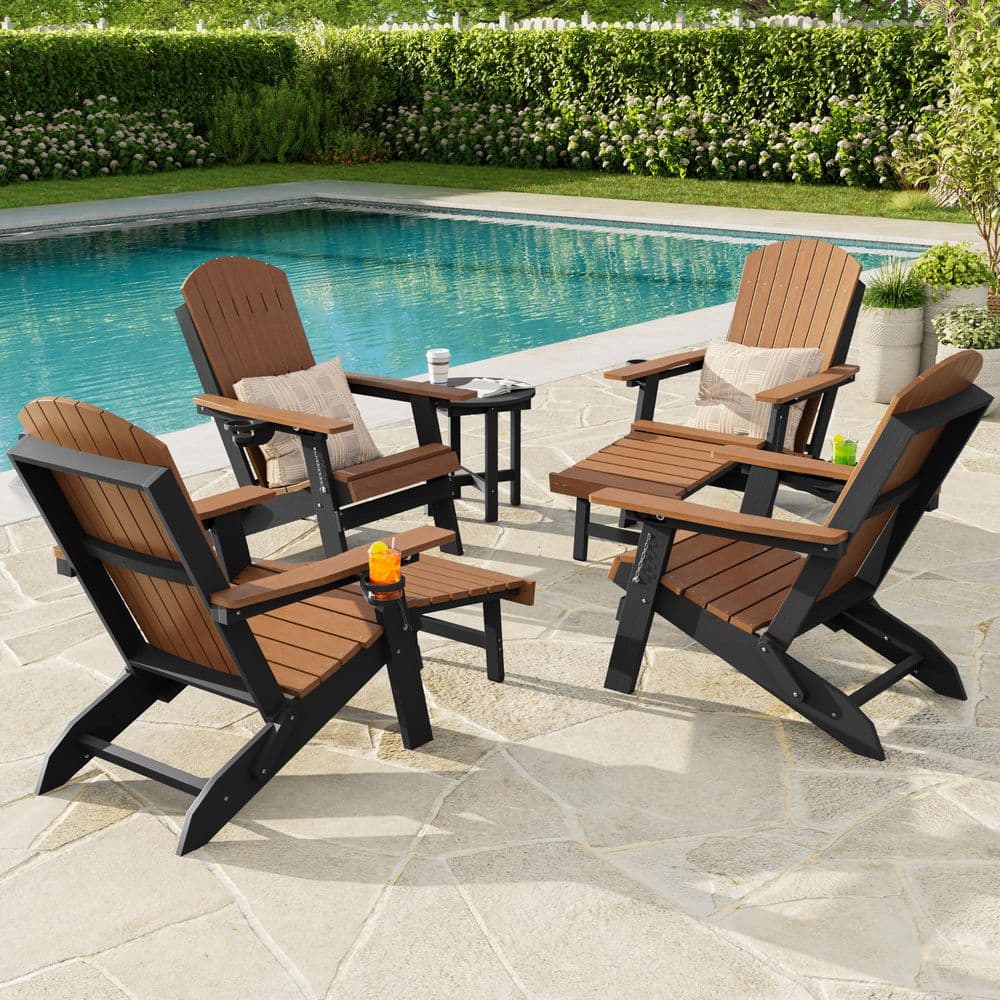 Livewood Outdoor HDPE Plastic Adirondack Chairs with Retractable