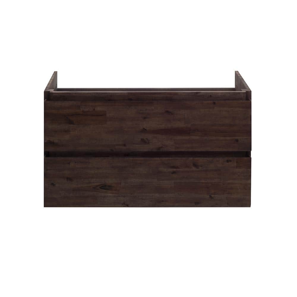 Acacia Brown 35" Wall Mount Single Sink Vanity Base