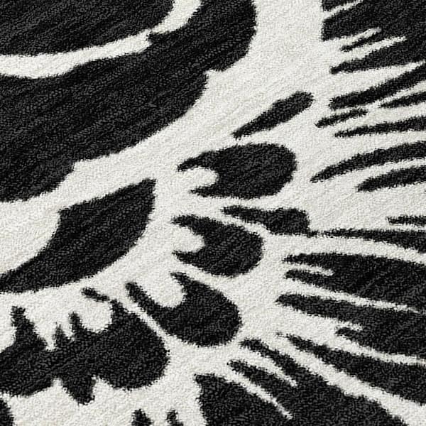 Black and Ivory 2 ft. x 3 ft. Woven Floral Rectangle Indoor/Outdoor Area Rug