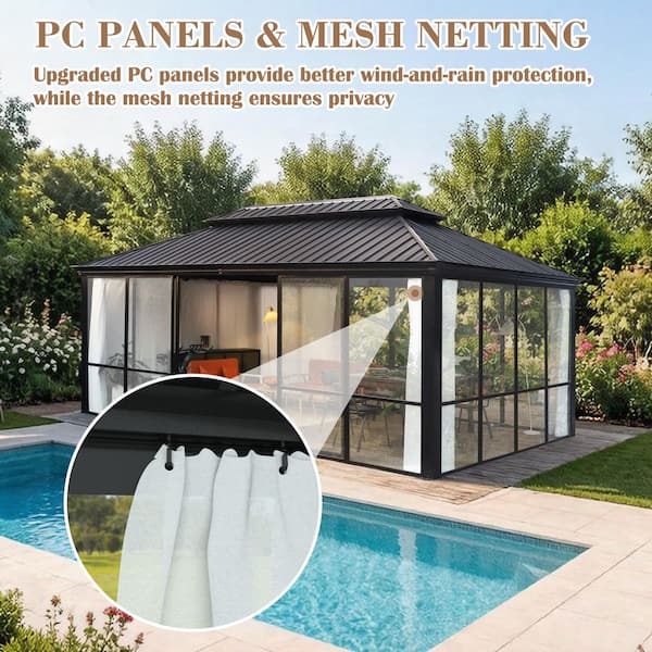 VEIKOUS 12 ft. x 20 ft. Hardtop Sunroom Gazebo Solarium with