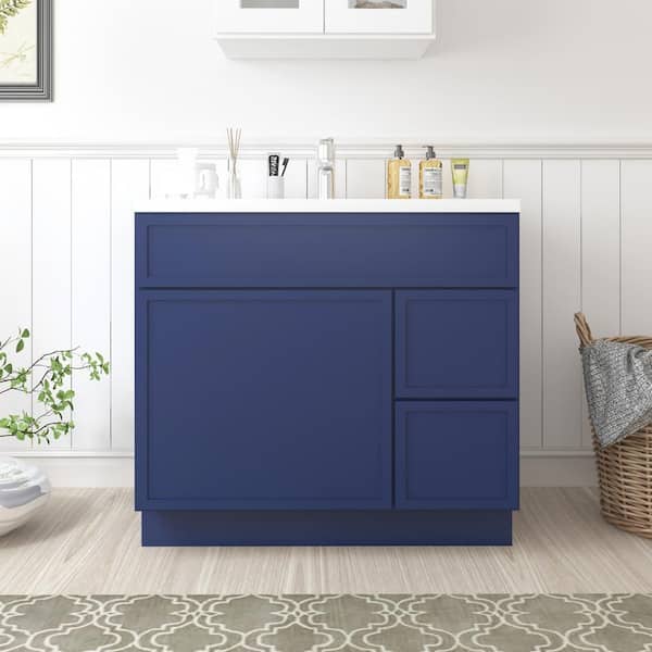 Vanity Art 36 in. W x 21 in. D x 32.5 in. H 2-Right Drawers Bath Vanity Cabinet without Top in Blue