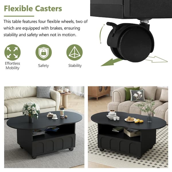 Nestfair 39.37 in. Black Irregular Oval Cloud Shape Wood Top Nestfair 39.37 in. Black Irregular Oval Cloud Shape Wood Top