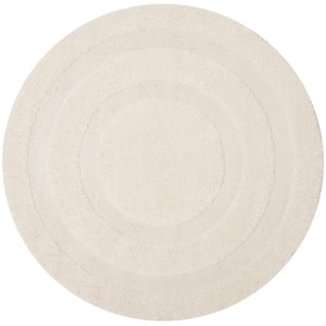 Florida Shag Cream 7 ft. x 7 ft. Round Border Area Rug