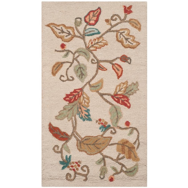 SAFAVIEH Martha Stewart Persimmon Red Doormat 3 ft. x 4 ft. Floral Area Rug