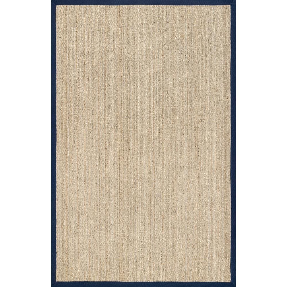 Navy Stripe Easy Care Seagrass 4' x 6' Area Rug
