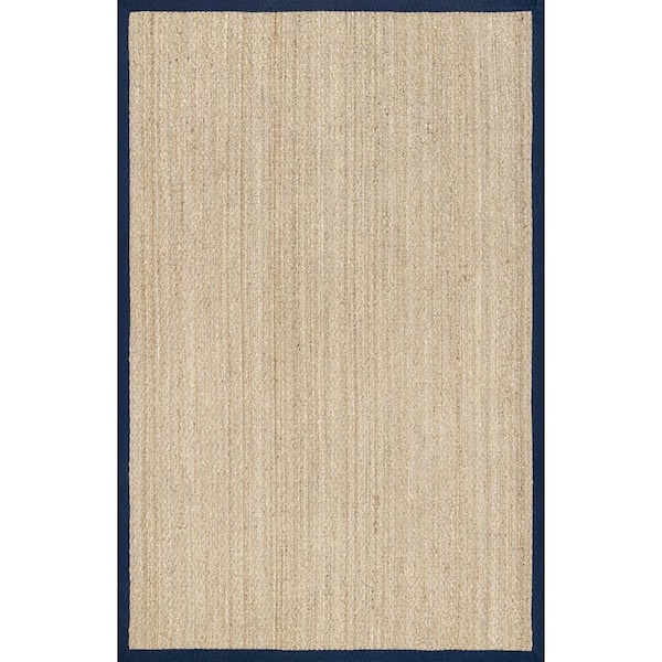 nuLOOM Elijah Seagrass with Border Navy 6 ft. x 9 ft. Area Rug