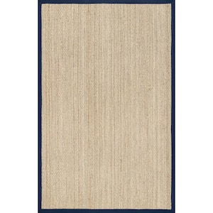 Elijah Seagrass with Border Navy 8 ft. x 10 ft. Area Rug