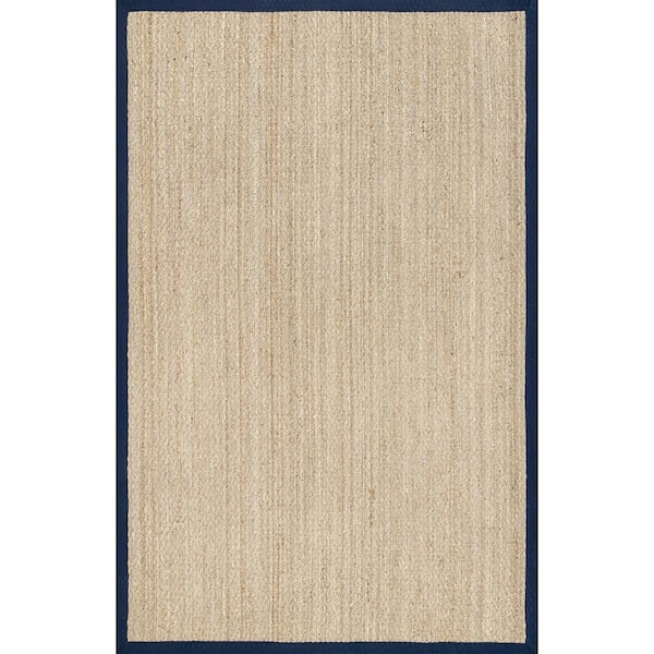 Elijah Seagrass with Border Navy 9 ft. x 12 ft. Area Rug