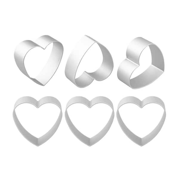 Heart Series Metal Alloy Red Finish Cookie Cutter Set with Heart Shapes for Baking and Food Crafting 6-Pack