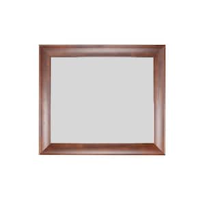 32 in. H x 32 in. W Rustic Framed Square Brown Decorative Mirror