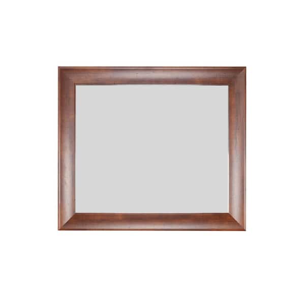 BrandtWorks 32 in. H x 32 in. W Rustic Framed Square Brown Decorative Mirror
