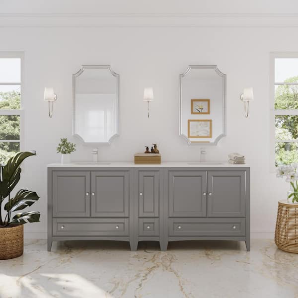 Fresca Oxford 83 in. W Traditional Double Bath Vanity Cabinet Only in Gray