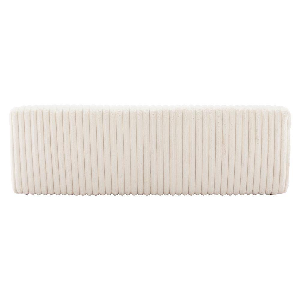 Cream Cord-Style Fabric Upholstered Sofa with Wood Frame