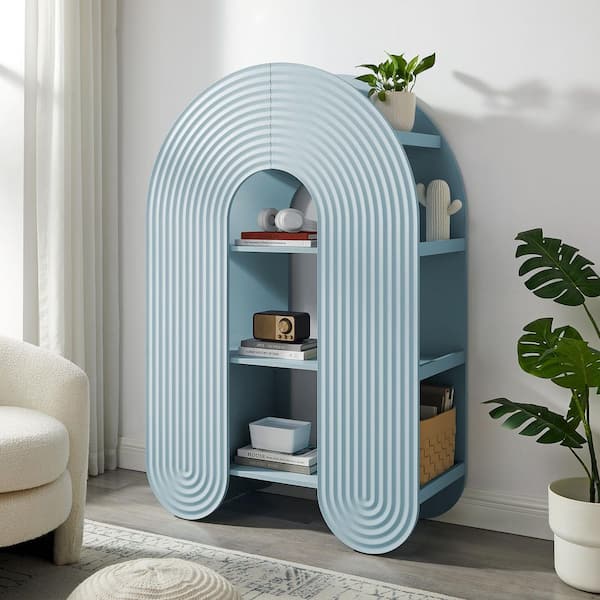 MODWAY Daydream 58 in. Tall Light Blue Particle Board 6-Shelf