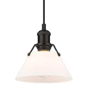 Orwell 7.5 in. 1-Light Pendant in Matte Black with Opal Glass Shade
