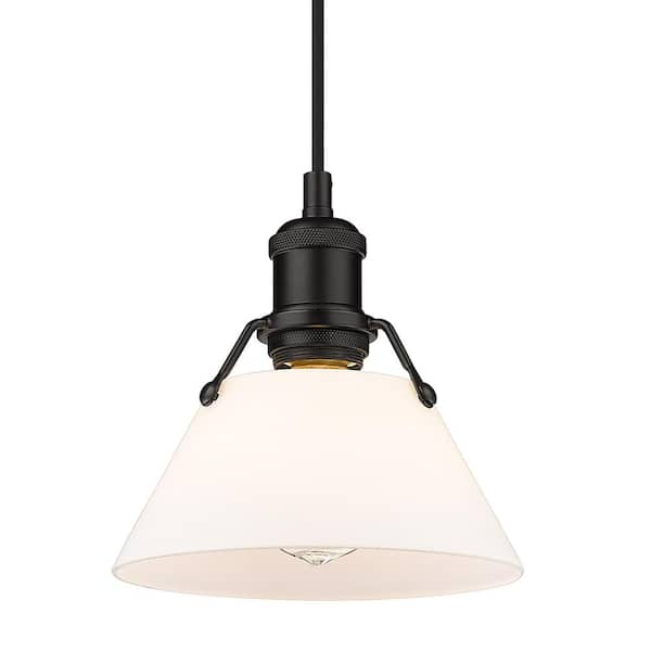 Golden Lighting Orwell 7.5 in. 1-Light Pendant in Matte Black with Opal Glass Shade