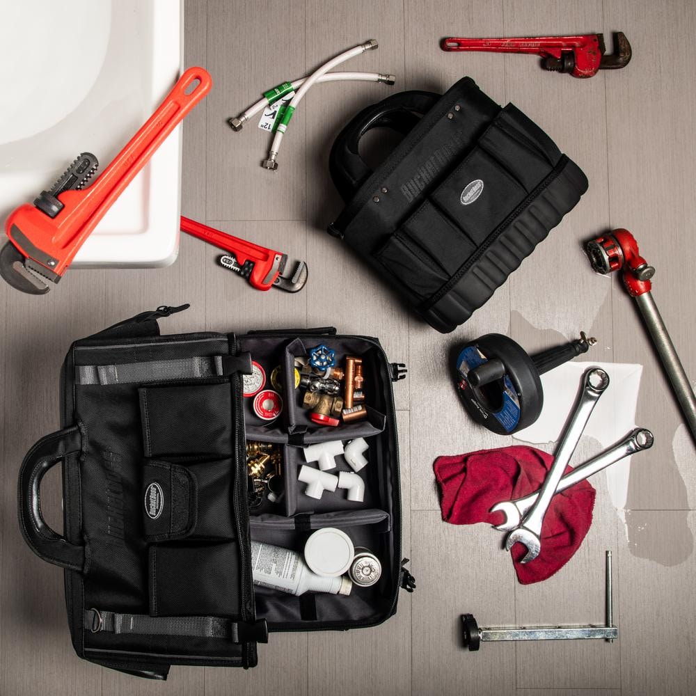Bucket Boss Black Polyester 18-Inch Double-Wall Tool Bag