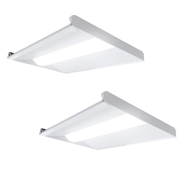 2ft.x2ft White 100W Equivalent Dimmable 3500K-4000K-5000K Integrated LED Troffer Light, up to 5000-Lumens (2-Pack)