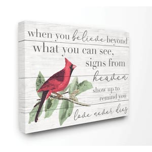 "Believe Love Never Dies Cardinal Bird" by Daphne Polselli Canvas Abstract Wall Art 20 in. x 16 in.