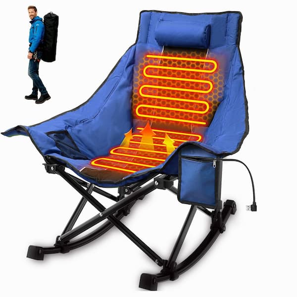 Oversized Heated Camping Chair-XL Rocking Chair with 3 Heat Levels, Portable for Outdoor (No Battery Included)