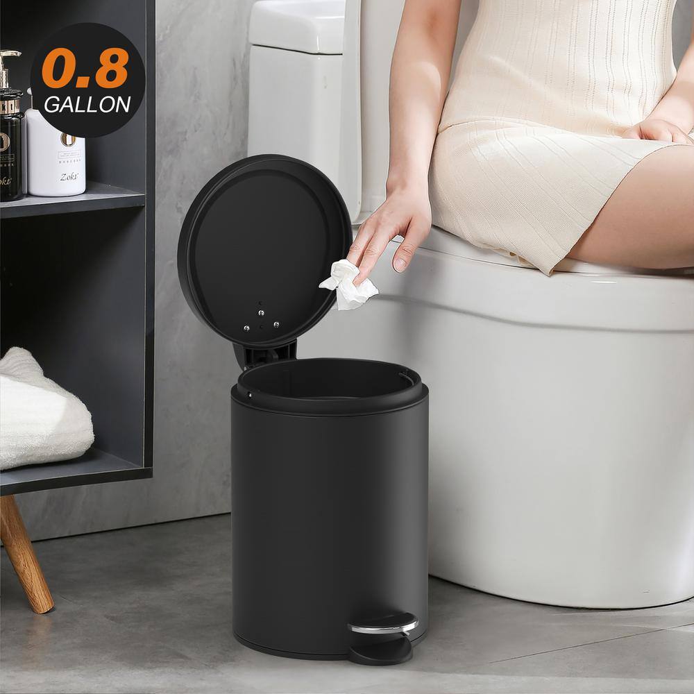 Black Metal Step-On Trash Can Combo with Pedal for Kids