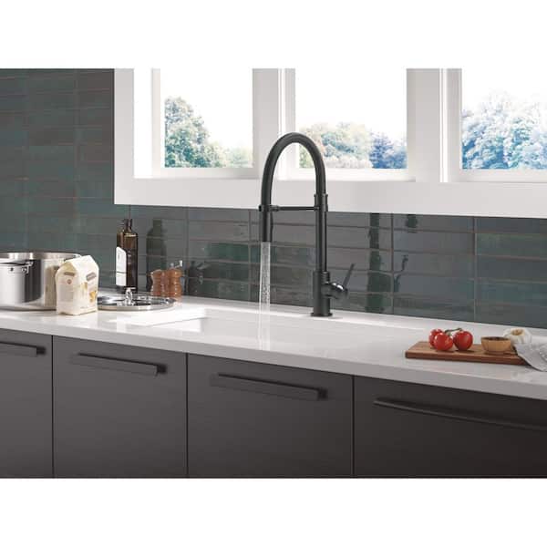 Delta Trinsic Spring Spout Matte Black 19.63 in. H Pull Down