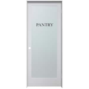 Modern Pantry 24 in. x 80 in. Left Hand Full Lite Frosted Glass Primed MDF Single Prehung Interior Door, 4-9/16 in. Jamb