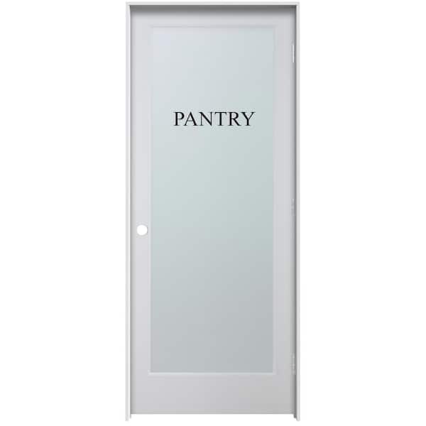 MMI Door Modern Pantry 24 in. x 80 in. Left Hand Full Lite Frosted Glass Primed MDF Single Prehung Interior Door, 4-9/16 in. Jamb