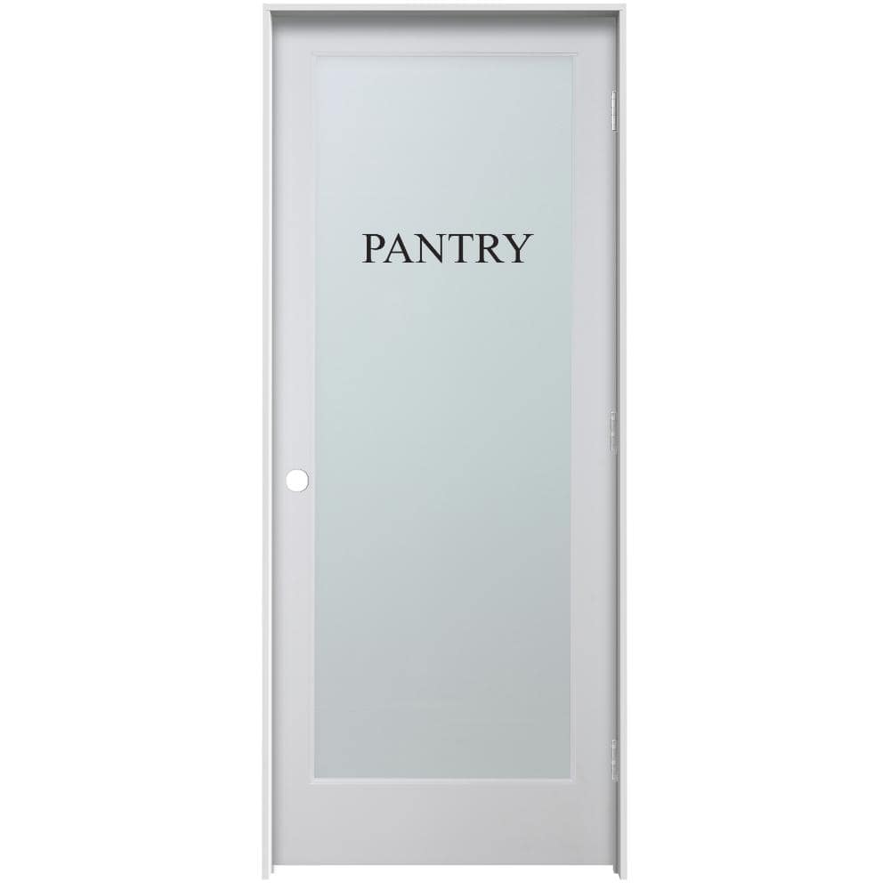 Left-Handed Primed MDF Prehung Door with Frosted Glass