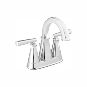 Edgemere 4 in. Centerset 2-Handle Bathroom Faucet with Metal Speed Connect Drain in Chrome