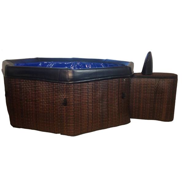 Comfort Line Products 5-Person Portable Bali Spa with Light Brown Wicker-Style Skin