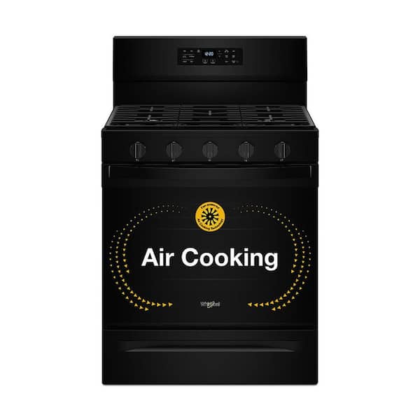 30 in. 5 Burners Freestanding Gas Range in Black with Air Cooking Technology
